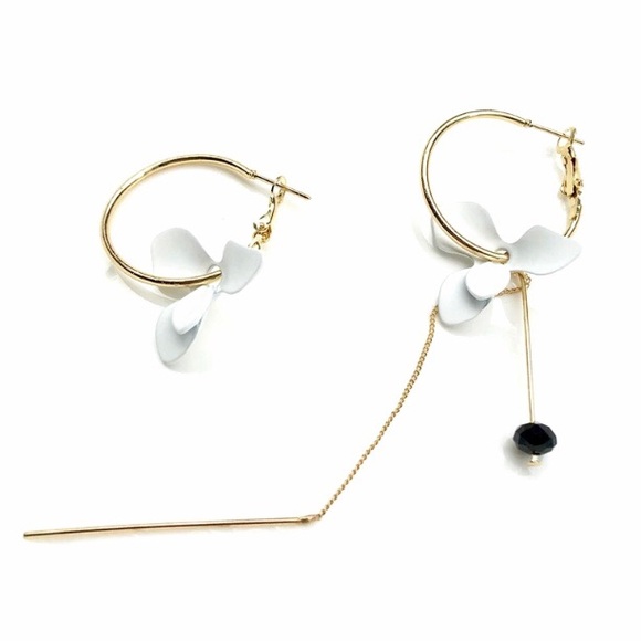 MODERN💙💎FLORAL💛ASSYMETRICAL💛BAR💛HOOPS💎💙DROP - Picture 6 of 8